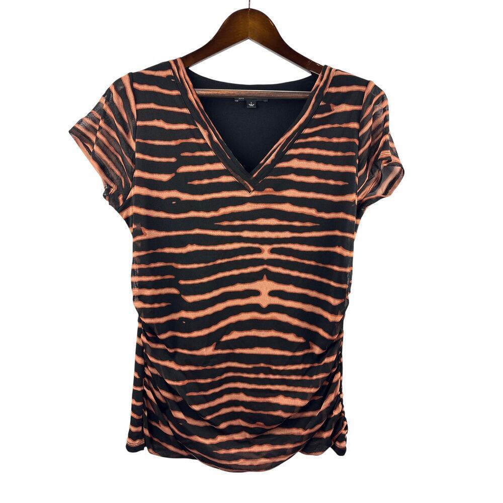Women’s I.N.C Large Black & Reddish Orange Tiger Striped Blouse